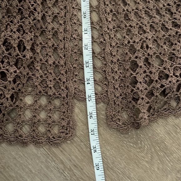 VTG Bette Paige,Crochet Long Duster in Walnut, Cardigan,Boho,Rare, EUC, Size L - Picture 12 of 14
